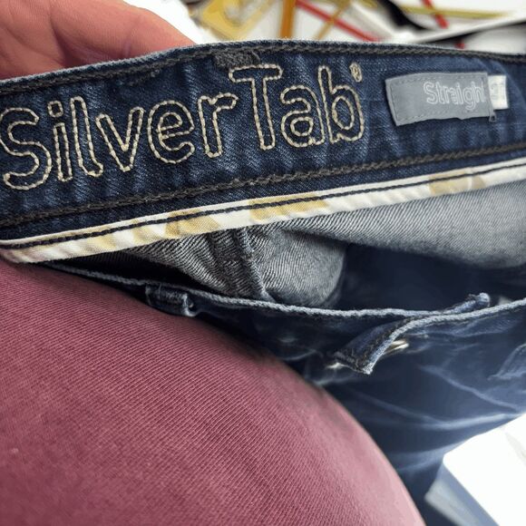 Silvertab Levis Straight Jeans Whisker & Stack Faded Mens 30x30 Dark Wash EUC - Picture 14 of 14